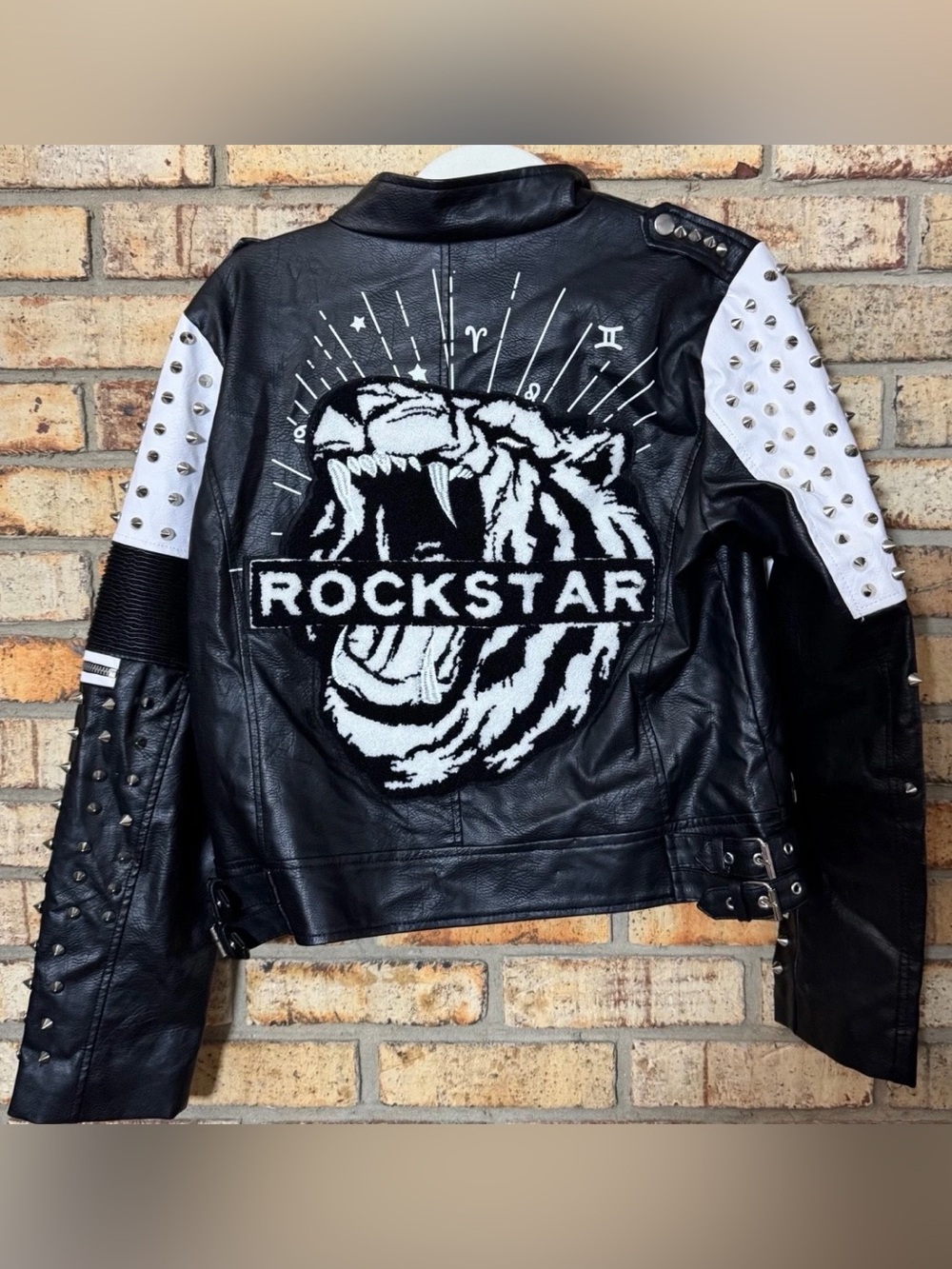 Robert Phillipe Rocker With Studded And Patches Jacket M EUC